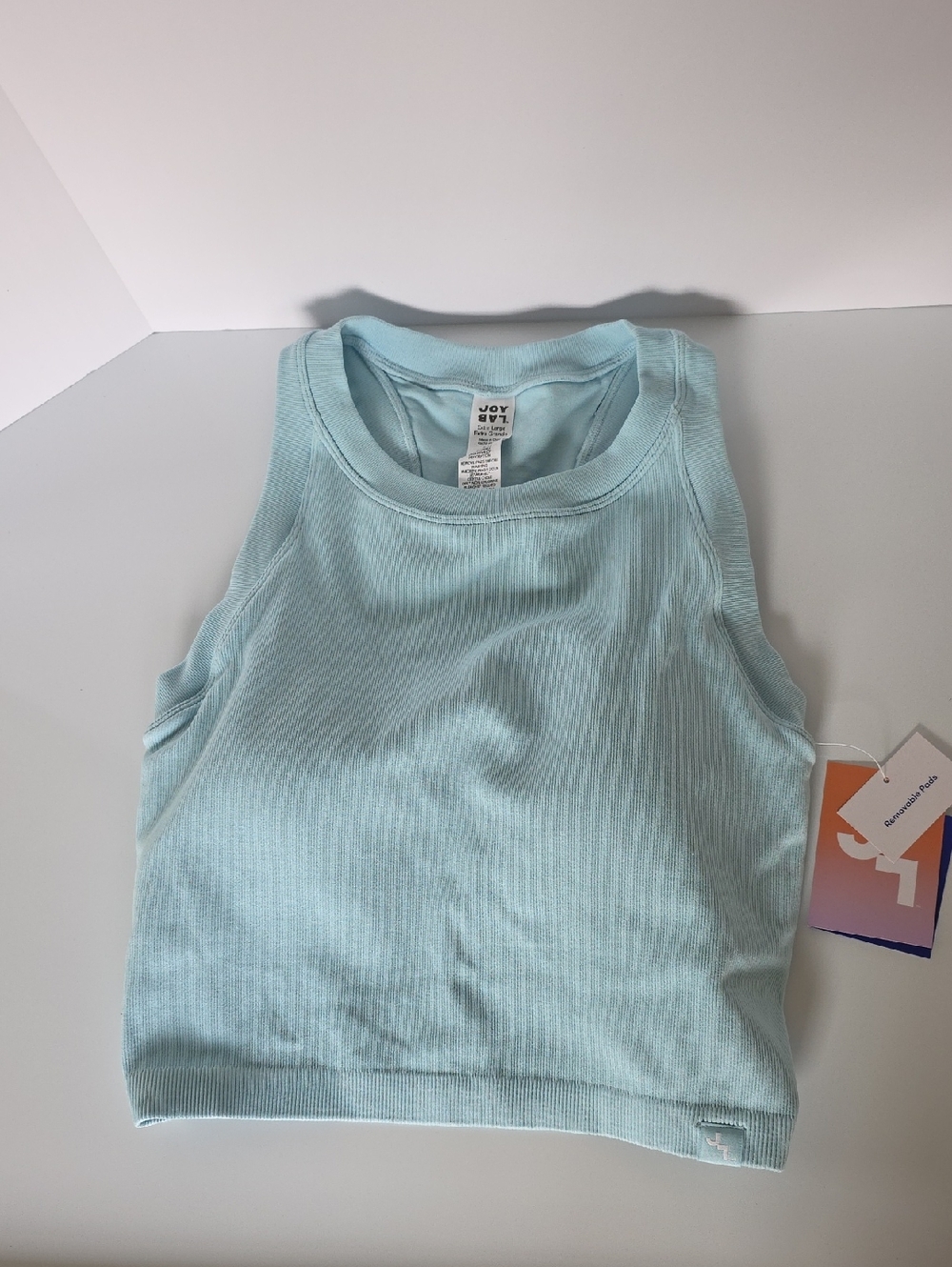 JoyLab (XL) Cool Blue Ribbed Crop Tank